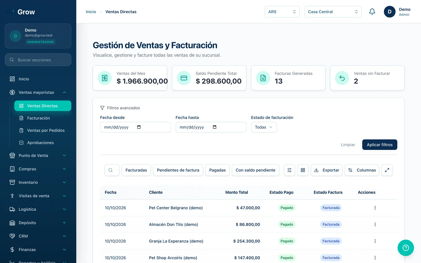 Sales and invoicing