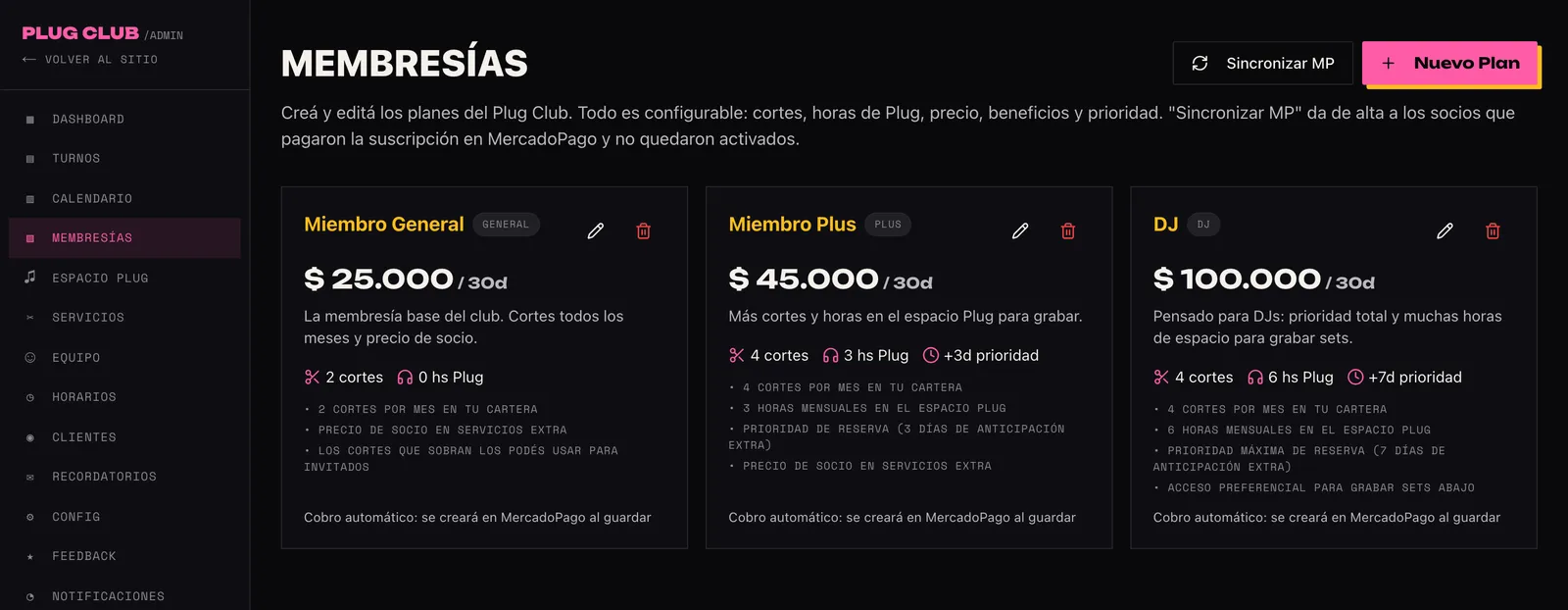 Membership plans